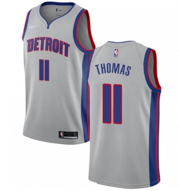 Men's Detroit Pistons #11 Isiah Thomas Silver Stitched NBA Jersey